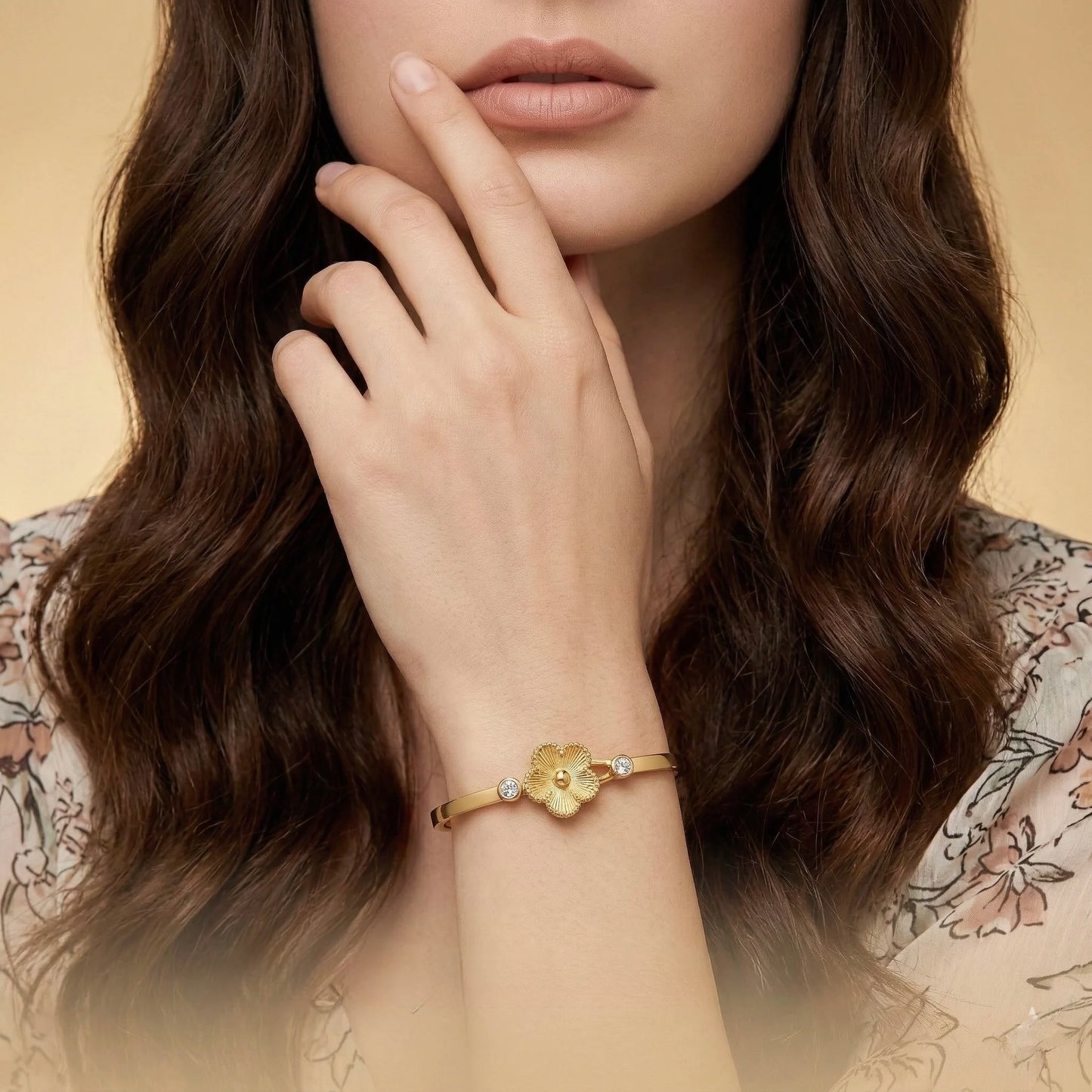 18Kt Gold Plated Daisy CZ Minimal Bracelet