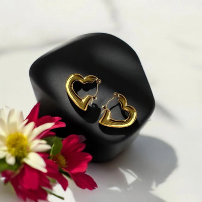 Chunky Heart Hoops – 18K Gold Plated & Waterproof