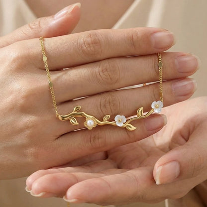 18KT Gold Plated Blossom Branch Pendant Necklace