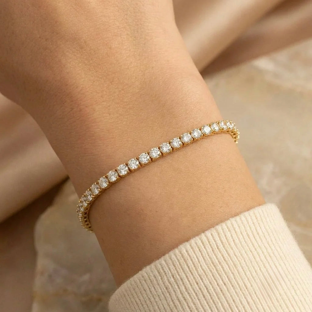 18Kt Gold Plated Minimal Crystal Tennis Bracelet