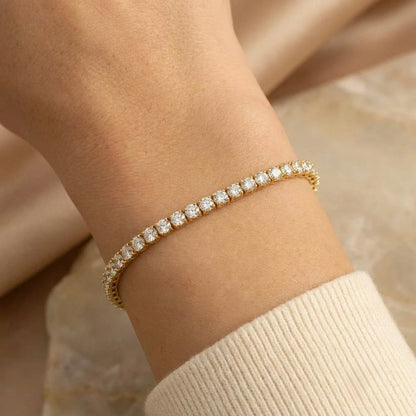 18Kt Gold Plated Minimal Crystal Tennis Bracelet