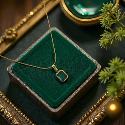 Timeless Emerald Charm Necklace