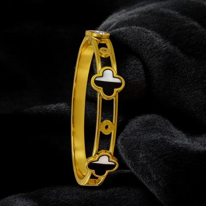 Dual Tone Clover Charm Bracelet