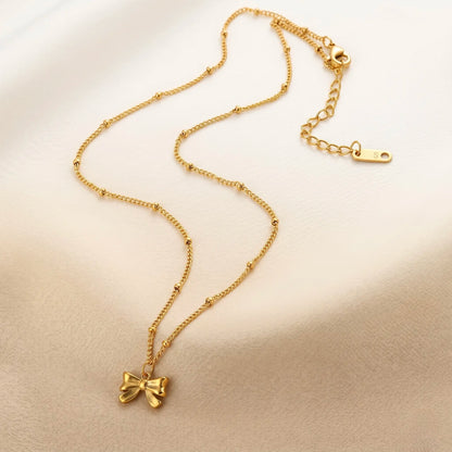 18Kt Gold Plated Cute Bow Chain Necklace
