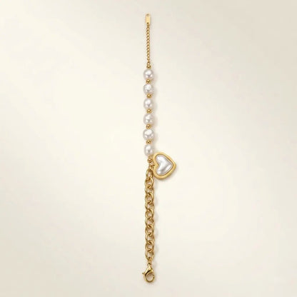 18Kt Gold Plated Elegant Pearl Charm Bracelet