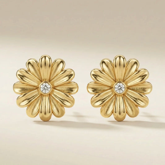 18KT Gold Plated Floral Luxe Stud Earrings