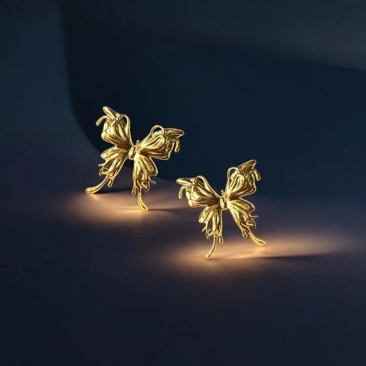 Glossy Gold Butterfly Studs – Anti-Tarnish & Lightweight