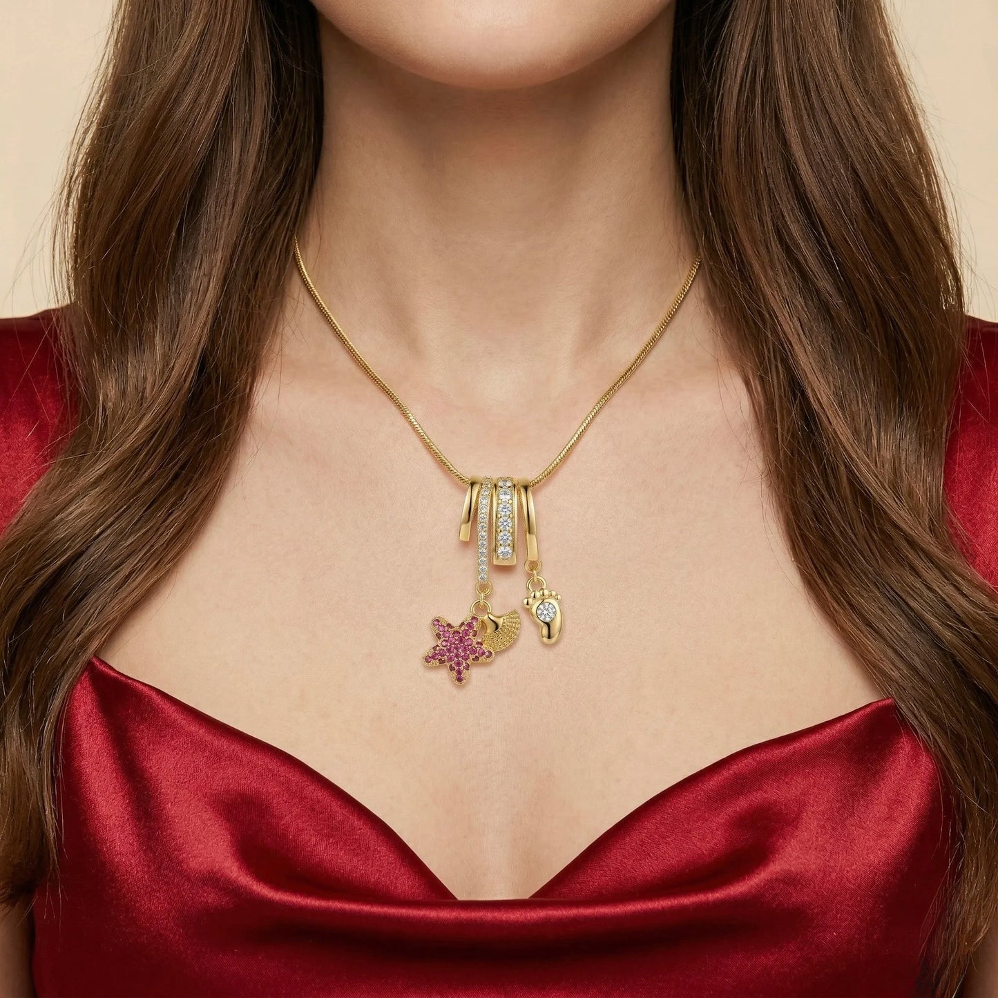18Kt Gold Plated Starfish Charm Pendant Necklace