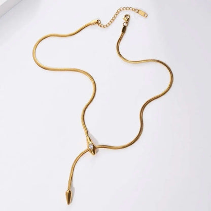 18Kt Gold Plated Snake Chain Y Drop Necklace