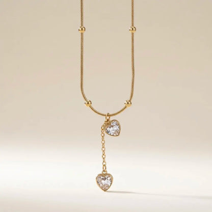 18Kt Gold Plated Heart Drop Chain Necklace for Women