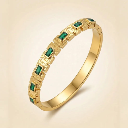 Emerald Regal Engraved Bangle