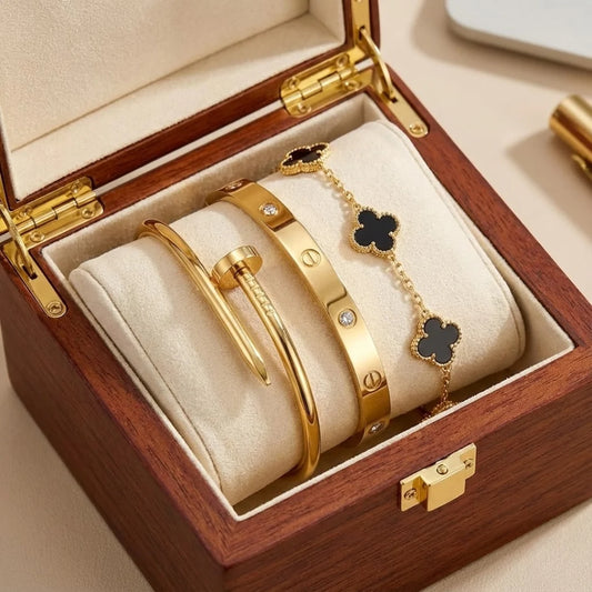 18KT Gold Plated 3-in-1 Glam Stack