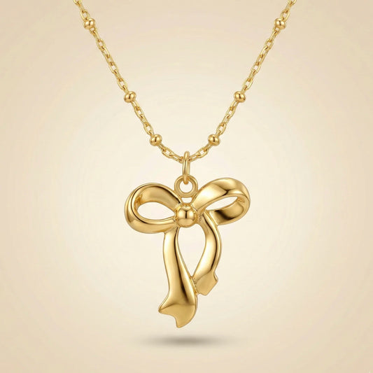 18KT Gold Plated Delicate Bow Romance Pendant