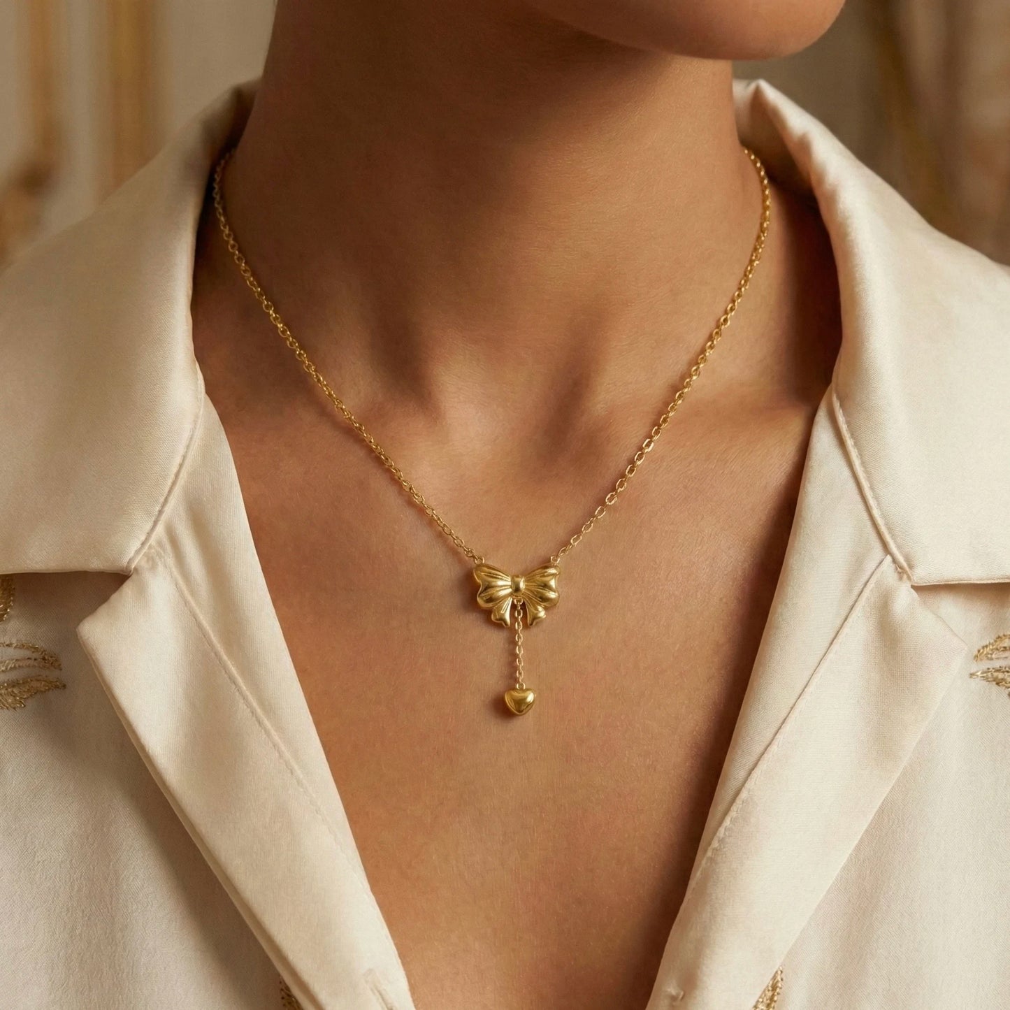 18KT Gold Plated Elegant Bow Pendant