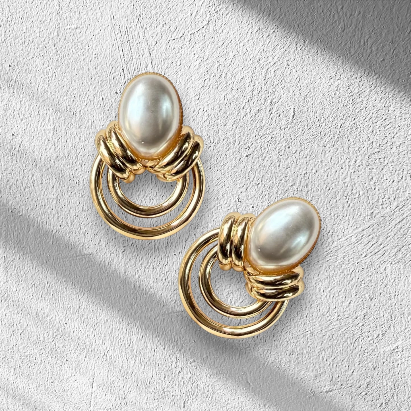 Layered Loop Studs with Pearl Top  – Anti-Tarnish Modern Classic