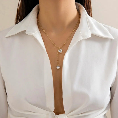 18Kt Gold Plated Heart Drop Chain Necklace for Women