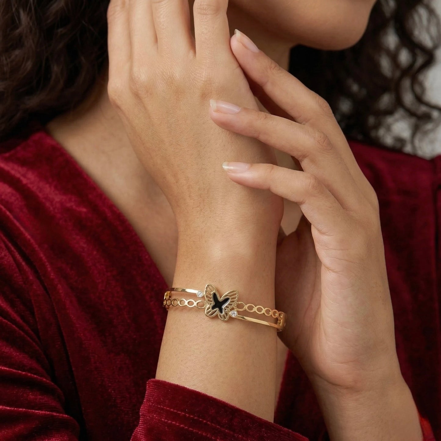 18Kt Gold Plated Elegant Butterfly Bangle Bracelet