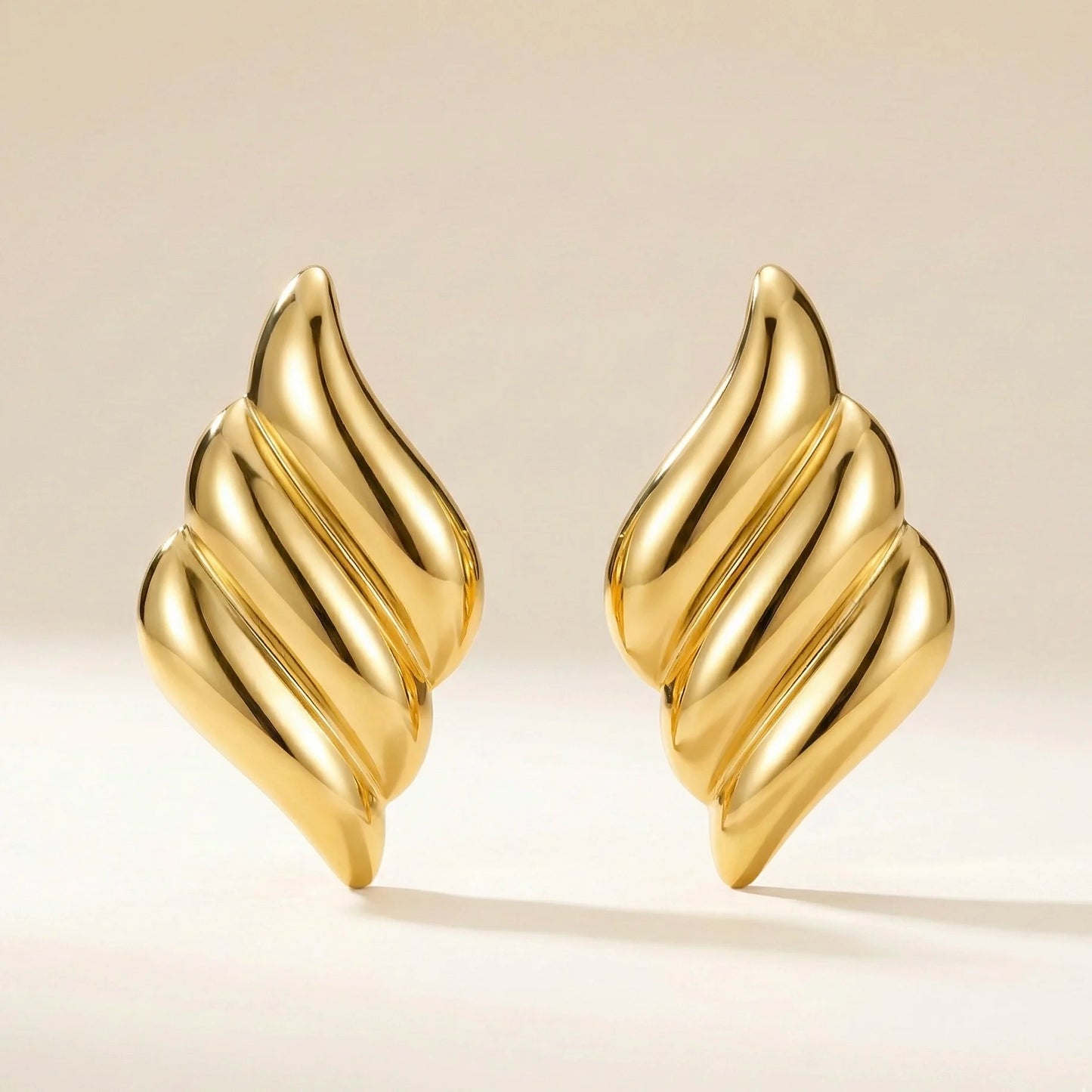 18KT Gold Plated Wavy Swirl Studs – Stainless Steel | Jyarsh Exclusive