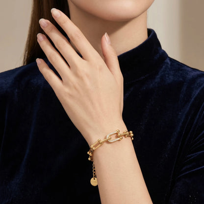 18Kt Gold Plated CZ Paperclip Bracelet