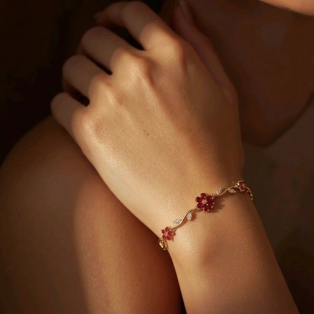 18Kt Gold Plated Crystal Flower Vine Bracelet