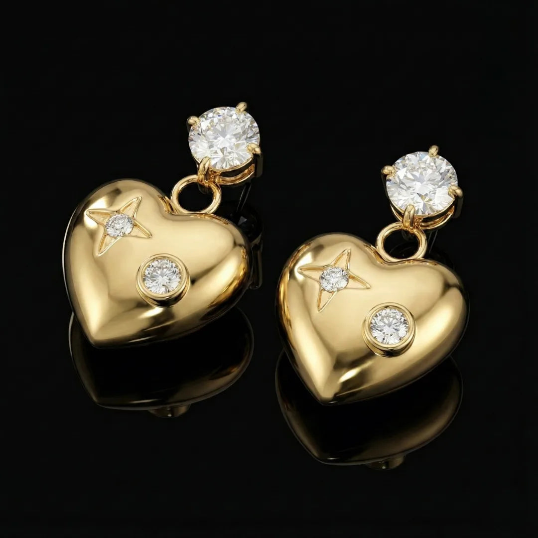 18KT Gold Plated Timeless Heart Sparkle Earrings