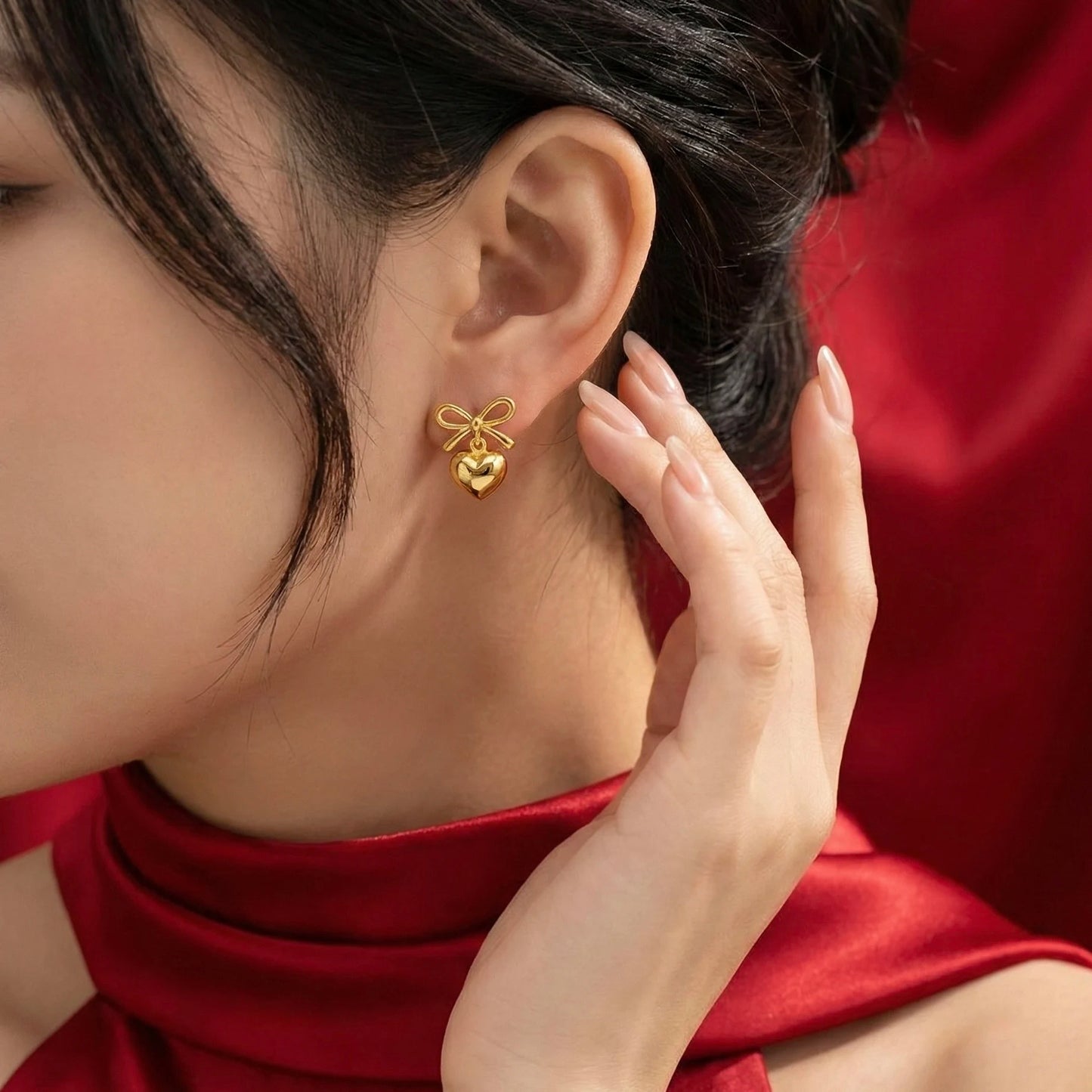 18KT Gold Plated Romantic Bow Drop Earrings