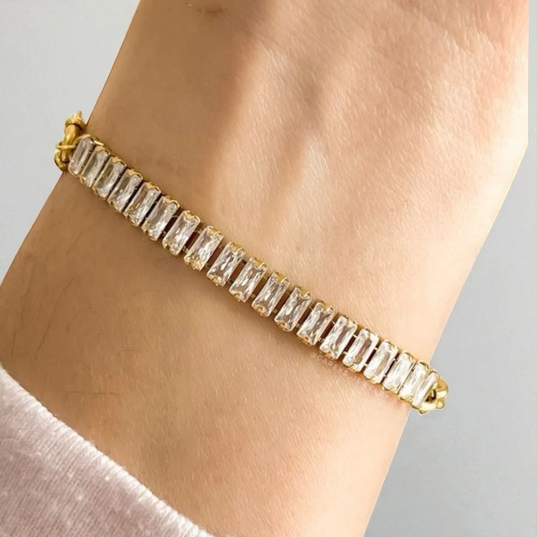 Classic Gold Tennis Bracelet with Zircon Stones
