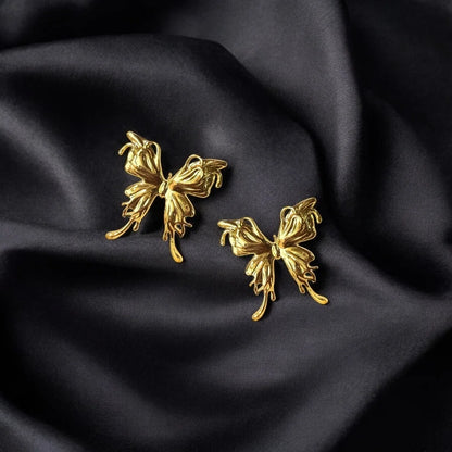Glossy Gold Butterfly Studs – Anti-Tarnish & Lightweight