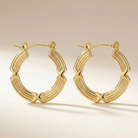 18KT Gold Plated Sculpted Shine Hoops