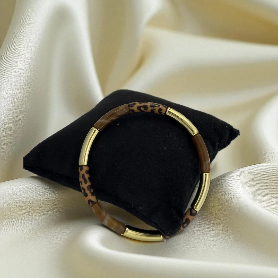 Leopard Print Acrylic Resin Gold Fusion
