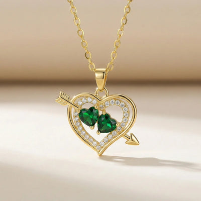 18KT Gold Plated Green Love Sparkle