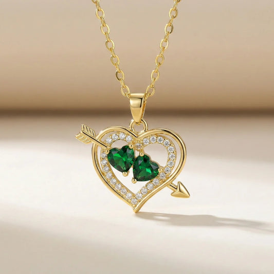 18KT Gold Plated Green Love Sparkle